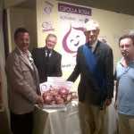 Berzero, De Ghislanzoni, Bosone e Fassina allo stand della cipolla rossa di Breme