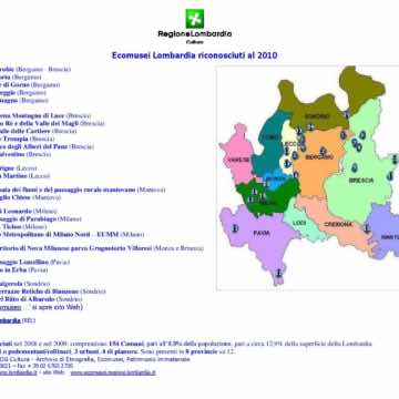 Mappa degli Ecomusei riconosciuti al 2010