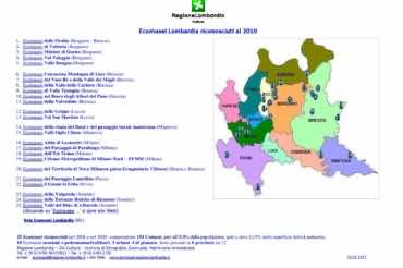 Mappa degli Ecomusei riconosciuti al 2010