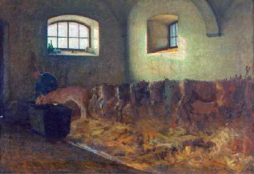 Interno di stalla (Angelo Morbelli – 1886)